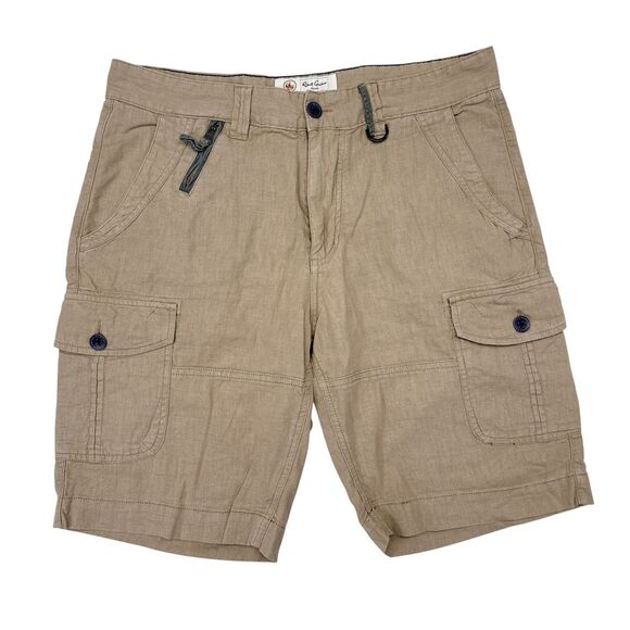 Robert Graham Cargo Shorts Men Size 34 Classic Fit Tan Linen Cotton Blend Casual - Picture 1 of 8